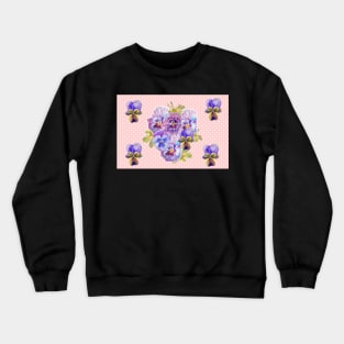 Purple Pansy Pink floral Dot Crewneck Sweatshirt